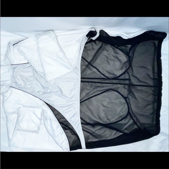 Koral B&W Front Zip &Pockets Lower Half Back Mesh Hooded Windbreaker Jacket SzXL - Picture 15 of 16